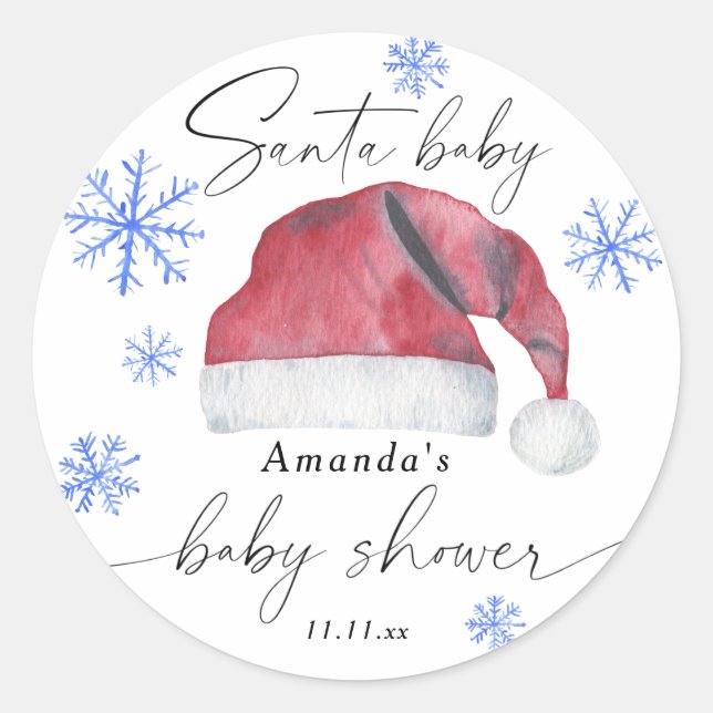 Santa Baby - Babydusche Runder Aufkleber (Vorderseite)