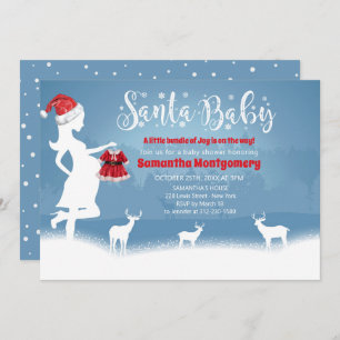 Santa Baby Blue and Red Christmas Baby Dusche Einladung