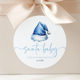 Santa Baby Blue Hat Weihnachtsferien Baby Dusche Runder Aufkleber