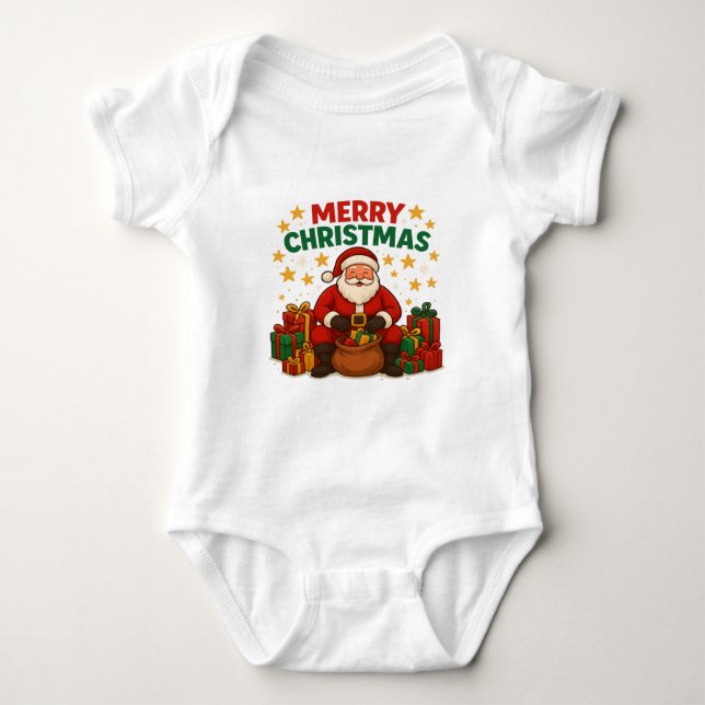 Santa Baby Bodysuit – Frohe Weihnachten Geschenk z Baby Strampler (Vorderseite)
