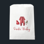 Santa Baby Christmas Baby Dusche Geschenktütchen<br><div class="desc">Weihnachtsdusche zum Thema Weihnachten mit Baby-Kleidung und schwarzem Büffel kariert.</div>