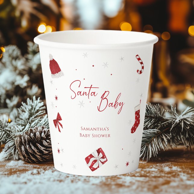 Santa Baby Christmas Baby Dusche Pappbecher (Von Creator hochgeladen)