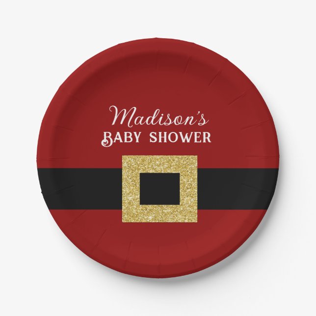 Santa Baby Christmas Baby Dusche Pappteller (Vorderseite)