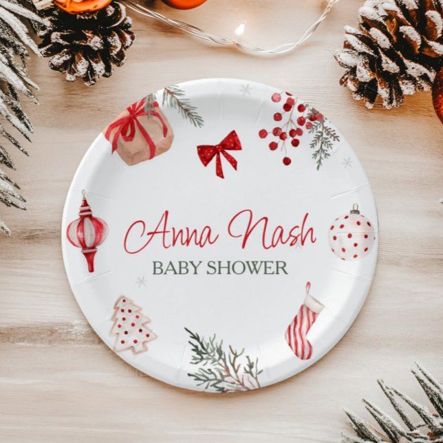 Santa Baby Christmas Baby Dusche Pappteller (Von Creator hochgeladen)