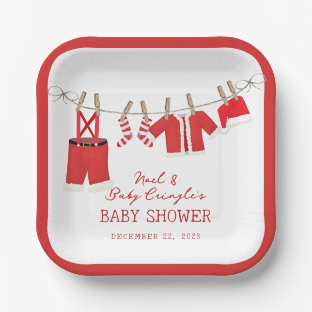 Santa Baby Christmas Baby Dusche Pappteller (Vorderseite)
