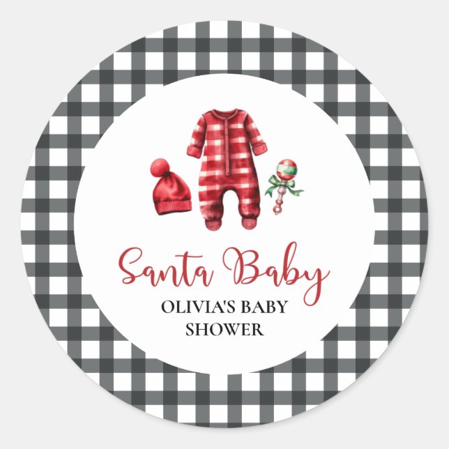 Santa Baby Christmas Baby Dusche Runder Aufkleber (Vorderseite)