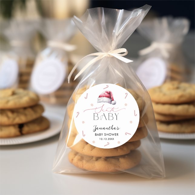 Santa Baby Christmas Baby Dusche Runder Aufkleber (Von Creator hochgeladen)