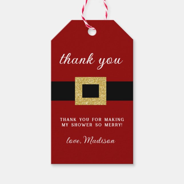 Santa Baby Christmas Baby Shooter Vielen Dank Geschenkanhänger (Vorderseite)