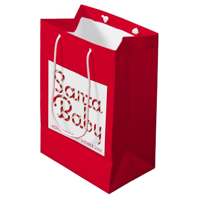 Santa Baby Christmas Baby Shooting Bag Mittlere Geschenktüte (Vorderseite Schrägansicht)