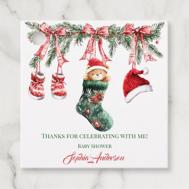 Santa Baby Christmas Baby Shower Geschenkanhänger (Vorderseite)