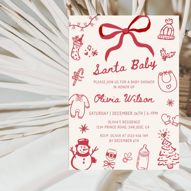 Santa Baby Christmas Baby Shower Party Einladung (Von Creator hochgeladen)