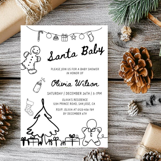 Santa Baby Christmas Baby Shower Party Einladung (Von Creator hochgeladen)