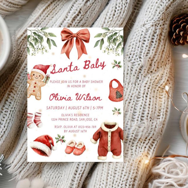 Santa Baby Christmas Baby Shower Party Einladung (Von Creator hochgeladen)