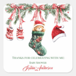 Santa Baby Christmas Baby Shower Quadratischer Aufkleber
