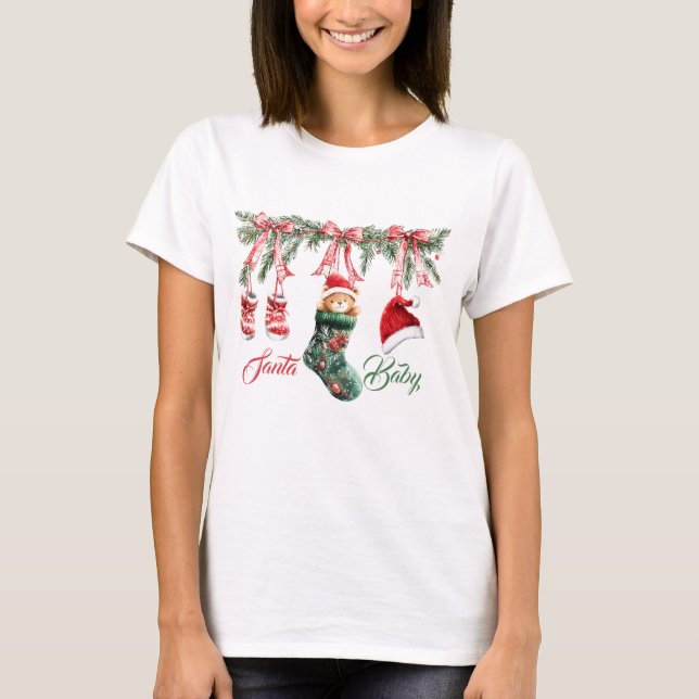 Santa Baby Christmas Baby Shower T-Shirt (Vorderseite)