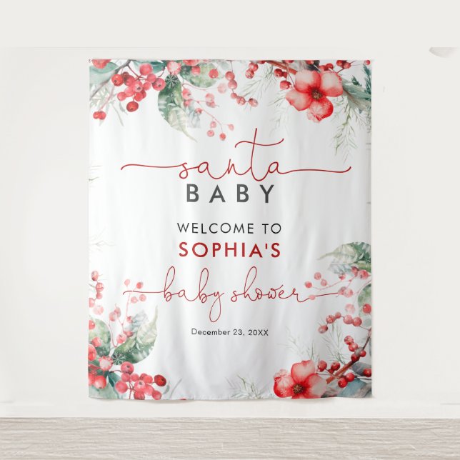 Santa Baby Christmas Baby Shower Tapesty Wandteppich (Vorderseite)