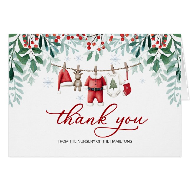 Santa Baby Christmas Baby Shower Thank You (Vorderseite (Horizontal))
