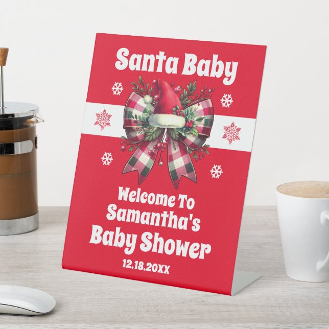 Santa Baby Christmas Bow Babydusche Willkommen Sockelschild (In SItu)