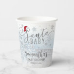 Santa Baby Christmas Boy Baby Dusche Pappbecher<br><div class="desc">Schöne Kalligraphie mit Schneeflocken,  winterbezogene Babydusche-Papiertasse. Einfach mit Ihren Daten personalisieren. Karo der Auflistung,  um passende Elemente als Gehäusekarten zu finden.</div>