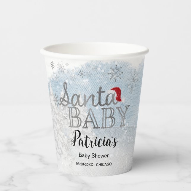 Santa Baby Christmas Boy Baby Dusche Pappbecher (Vorderseite)