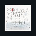 Santa Baby Christmas Boy Baby Dusche Serviette<br><div class="desc">Schöne Kalligraphie mit Schneeflocken,  winterbezogene Babydusche. Einfach mit Ihren Daten personalisieren. Karo der Auflistung,  um passende Elemente als Gehäusekarten zu finden.</div>