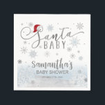 Santa Baby Christmas Boy Baby Dusche Serviette<br><div class="desc">Schöne Kalligraphie mit Schneeflocken,  winterbezogene Babydusche. Einfach mit Ihren Daten personalisieren. Karo der Auflistung,  um passende Elemente als Gehäusekarten zu finden.</div>