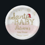 Santa Baby Christmas Girl Baby Shooting Paper Tell Pappteller<br><div class="desc">Schöne Kalligraphie mit Schneeflocken,  winterbezogene Babydusche. Einfach mit Ihren Daten personalisiert. Karo der Auflistung,  um passende Elemente als Gehäusekarten zu finden.</div>