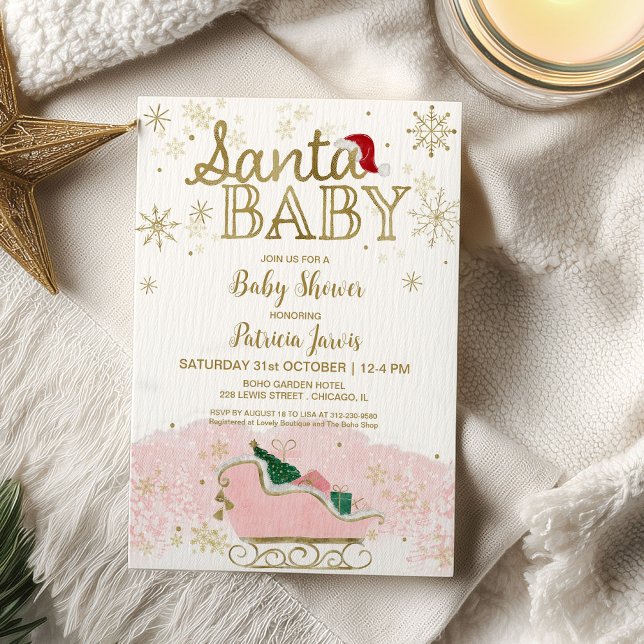 Santa Baby Christmas Girl Babydusche Einladung (Von Creator hochgeladen)