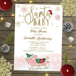 Santa Baby Christmas Girl Babydusche Einladung<br><div class="desc">Schöne Kalligraphie mit Schneeflocken,  winterbezogene Babydusche. Einfach mit Ihren Daten personalisieren. Karo der Auflistung,  um passende Elemente als Gehäusekarten zu finden.</div>