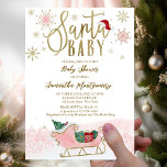 Santa Baby Christmas Girl Babydusche Einladung<br><div class="desc">Schöne Kalligraphie mit Schneeflocken,  winterbezogene Babydusche. Einfach mit Ihren Daten personalisieren. Karo der Auflistung,  um passende Elemente als Gehäusekarten zu finden.</div>