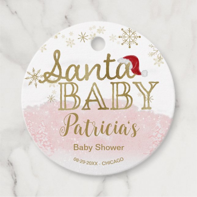 Santa Baby Christmas Girl Babydusche Geschenkanhänger (Vorderseite)