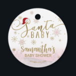 Santa Baby Christmas Girl Babydusche Geschenkanhänger<br><div class="desc">Schöne Kalligraphie mit Schneeflocken,  winterbezogene Babydusche. Einfach mit Ihren Daten personalisieren. Karo der Auflistung,  um passende Elemente als Gehäusekarten zu finden.</div>