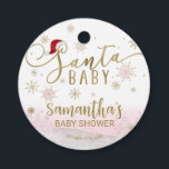 Santa Baby Christmas Girl Babydusche Geschenkanhänger<br><div class="desc">Schöne Kalligraphie mit Schneeflocken,  winterbezogene Babydusche. Einfach mit Ihren Daten personalisieren. Karo der Auflistung,  um passende Elemente als Gehäusekarten zu finden.</div>