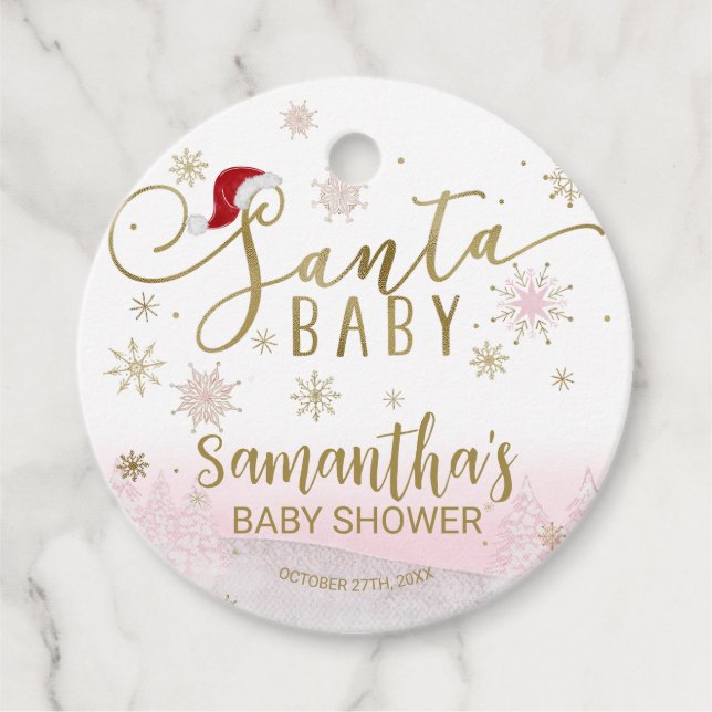 Santa Baby Christmas Girl Babydusche Geschenkanhänger (Vorderseite)
