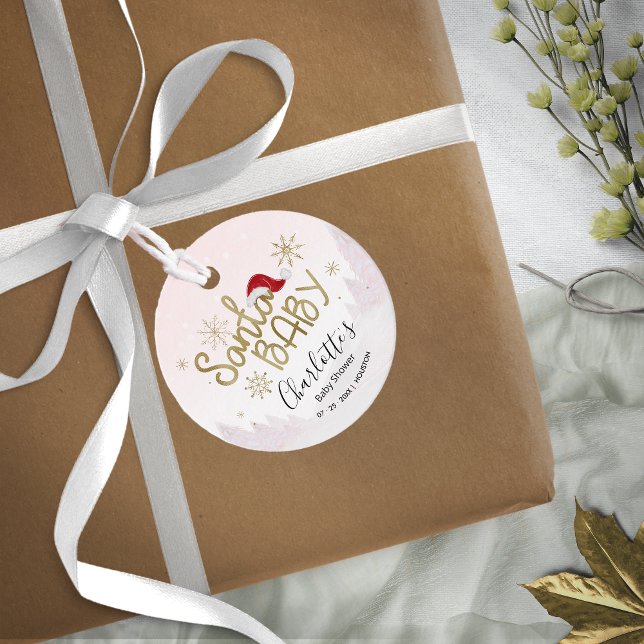 Santa Baby Christmas Girl Babydusche Geschenkanhänger (Von Creator hochgeladen)