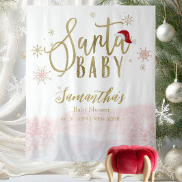 Santa Baby Christmas Girl Babydusche Hintergrund Wandteppich