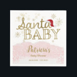 Santa Baby Christmas Girl Babydusche Napkins Serviette<br><div class="desc">Schöne Kalligraphie mit Schneeflocken,  winterbezogene Babydusche. Einfach mit Ihren Daten personalisiert. Karo der Auflistung,  um passende Elemente als Gehäusekarten zu finden.</div>