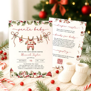 Santa Baby Christmas QR Code Kinderdusche Einladung