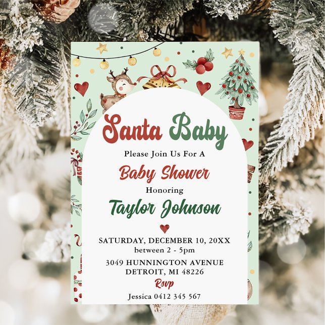 Santa Baby Christmas Rentier Baby Showdusche Party Einladung (Von Creator hochgeladen)
