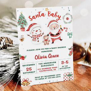 Santa Baby Christmas Snowman Baby Dusche Party Einladung