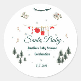 Santa Baby Christmas Theme Baby Shower  Runder Aufkleber