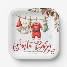 Santa Baby Christmas Winter Baby Shower Pappteller