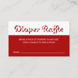 Santa Baby Diaper Raffle Card (Red Candy Cane) Begleitkarte