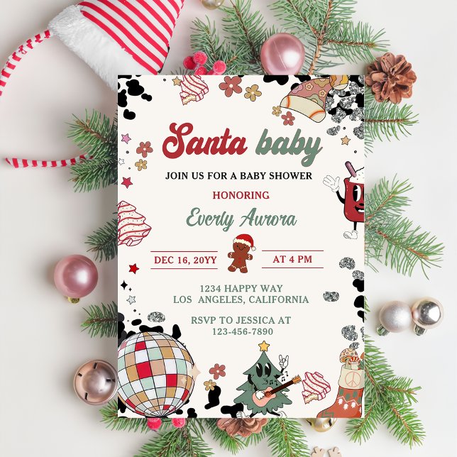 Santa Baby Disco Ball Christmas Baby Dusche Party Einladung (Von Creator hochgeladen)