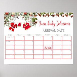 Santa Baby Dusche Baby Due Date Kalender Spiel Poster