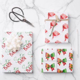 Santa Baby Dusche Bogen und Santa Hut Weihnachten Geschenkpapier Set