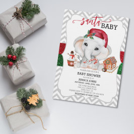 Santa Baby Dusche Niedlich Holiday Elephant Zickza Einladung