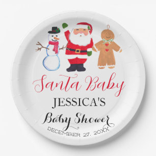 Santa Baby Dusche Niedliche Winterschnee Pappteller