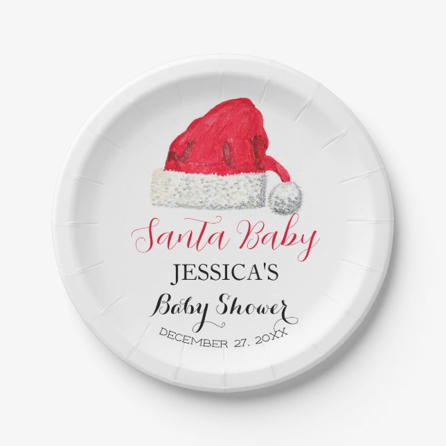 Santa Baby Dusche Niedliche Winterschnee Pappteller (Vorderseite)