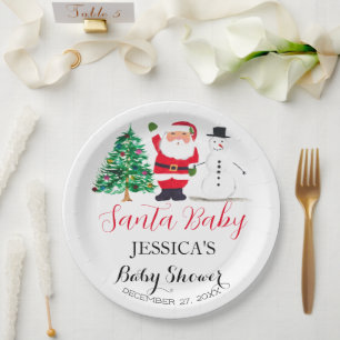 Santa Baby Dusche Red Niedlich Vielen Dank Pappteller